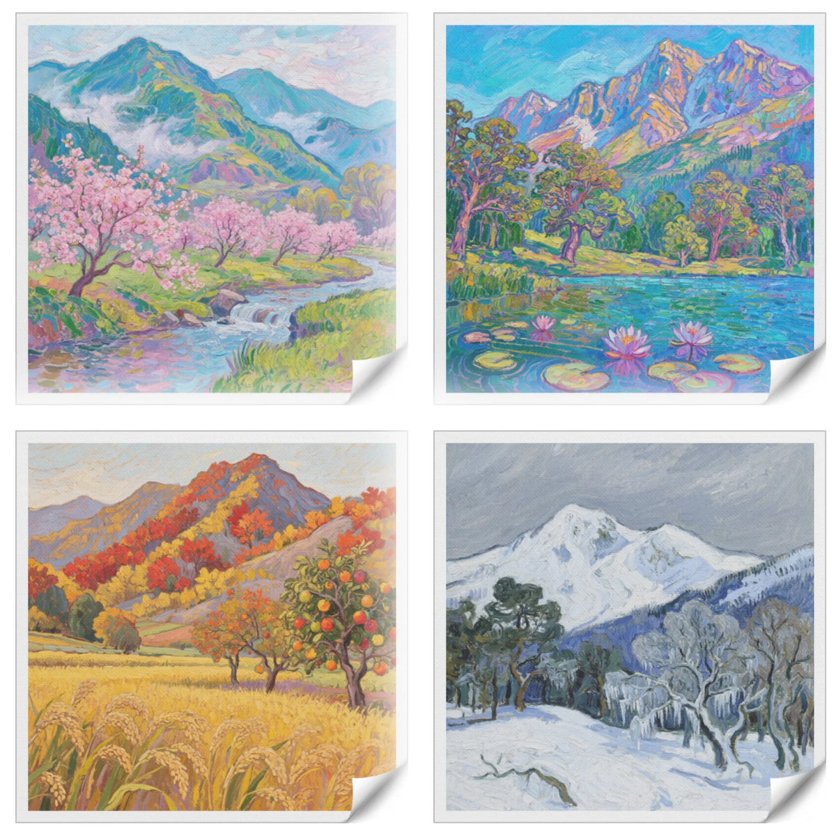 Modern Four Seasons Canvas Wall Art Print Home Decor