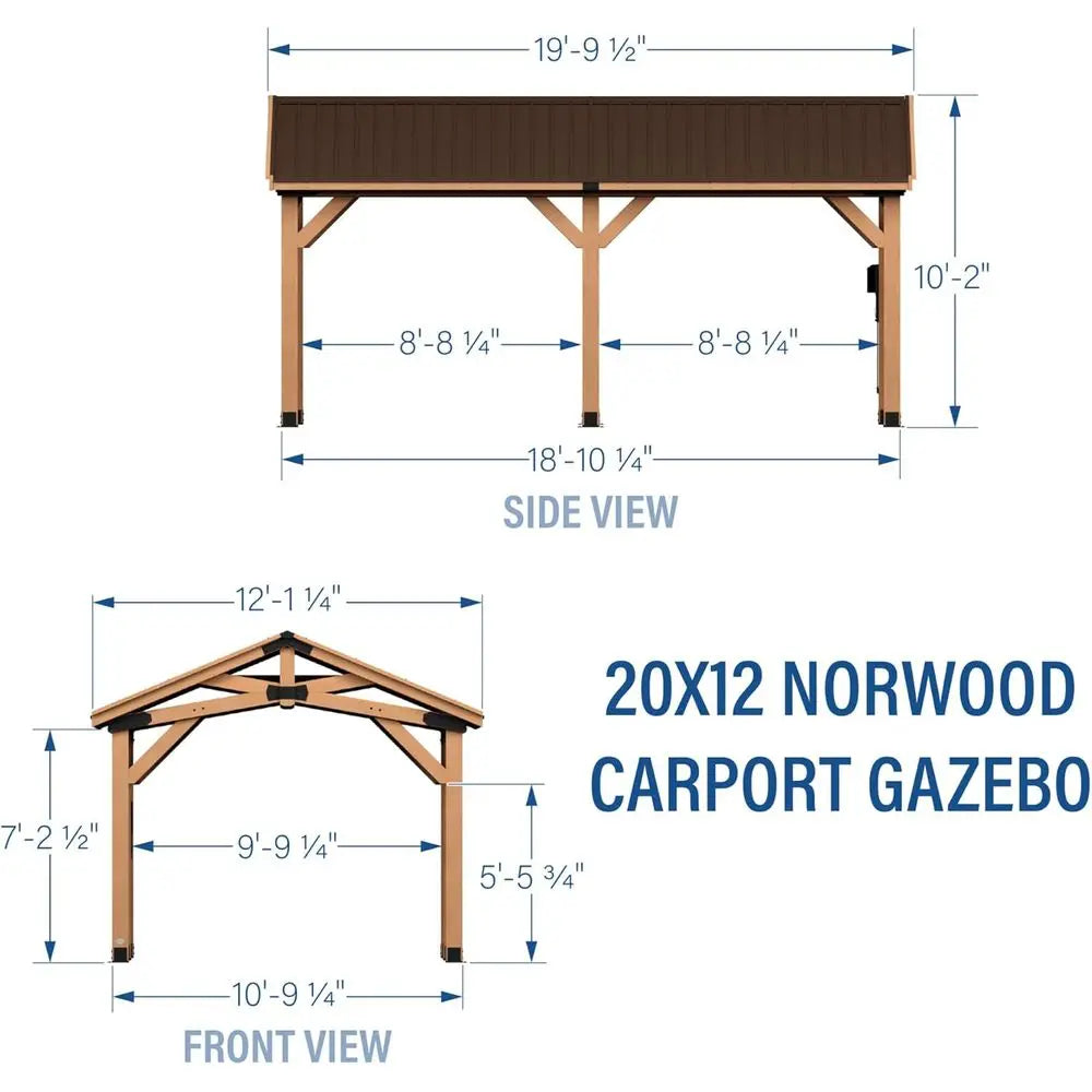 Cedar Wood Carport Pavilion With Steel Roof For Outdoor Shelter
