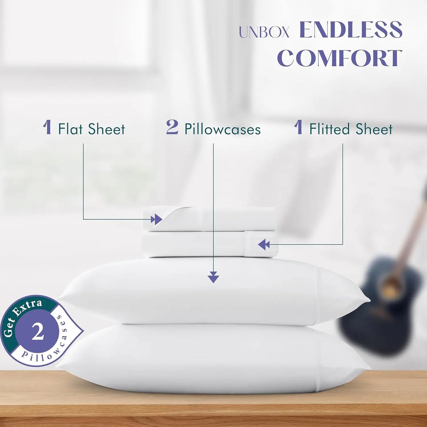 100 Percent Egyptian Cotton Sheet Set Luxury 1500 Thread Count 4 Piece