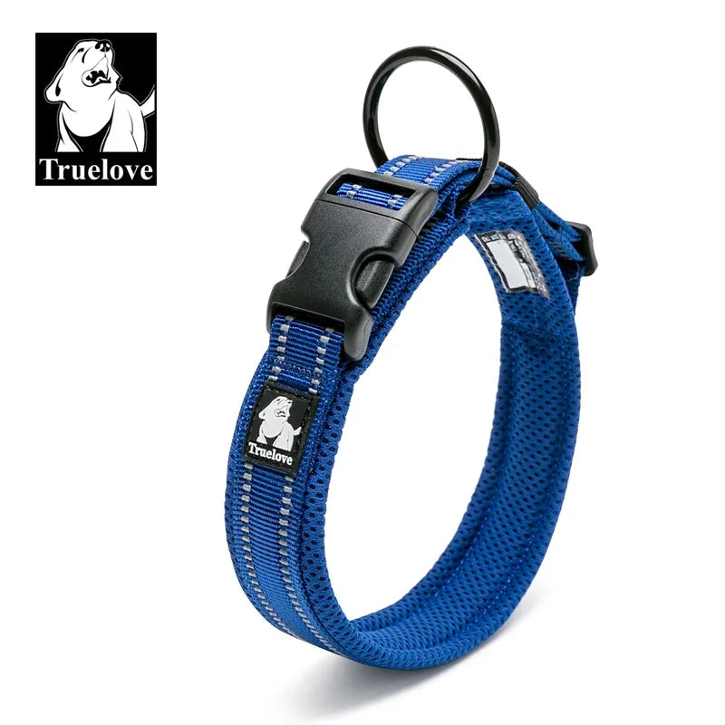 TRUELOVE Nylon Adjustable Dog Collar, Padded, Reflective, Heavy Duty