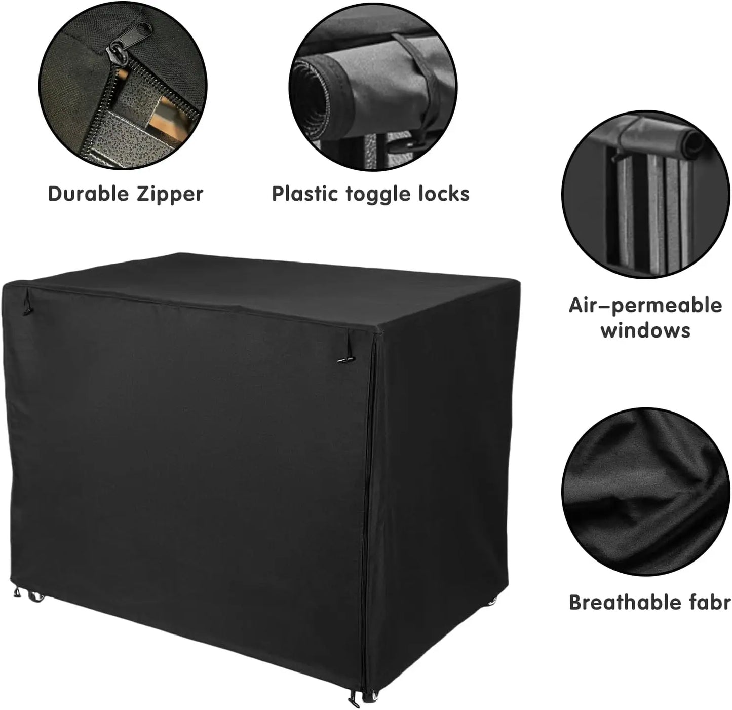 Heavy-Duty Dog Crate Cover Insulated Windproof Rainproof With Breathable Window