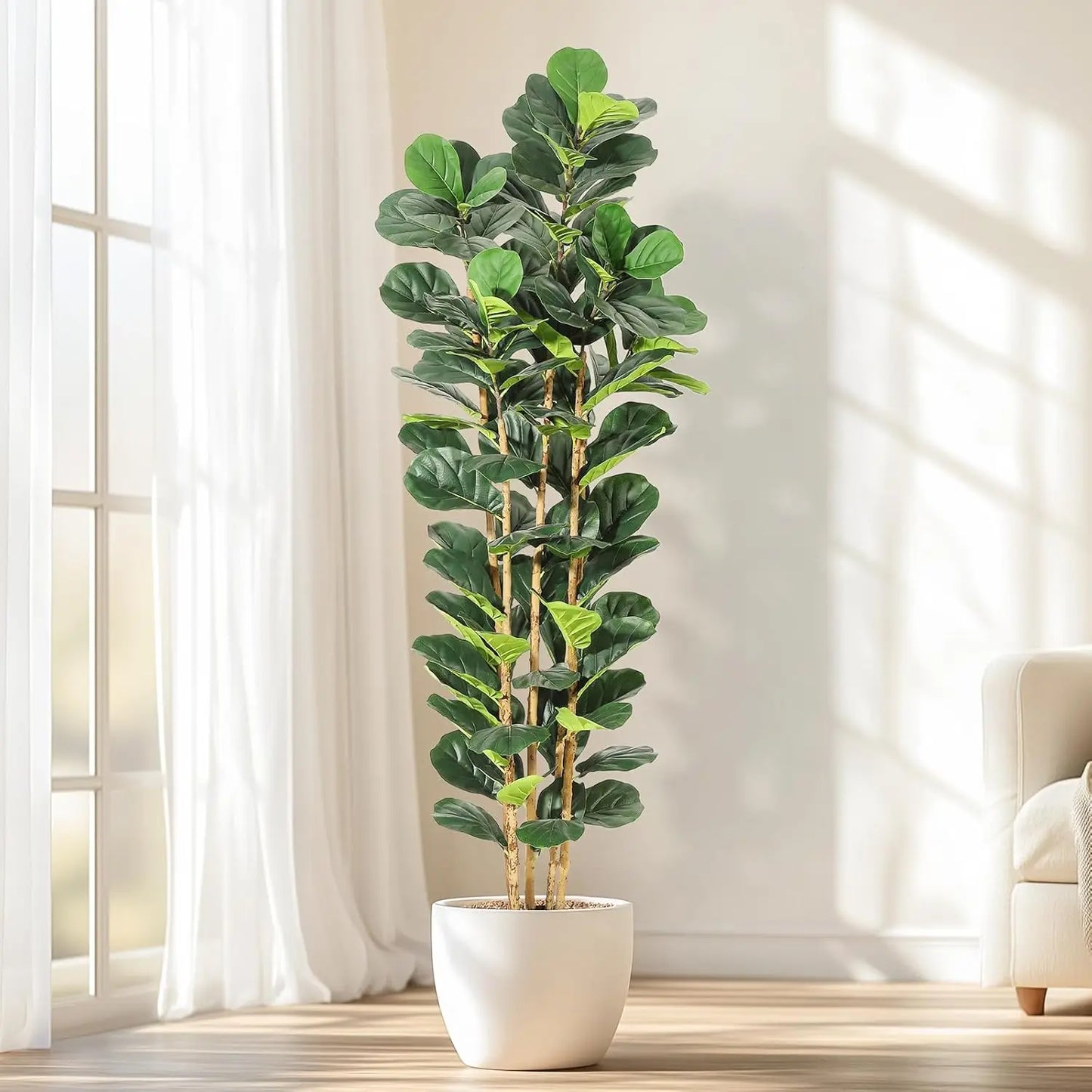 HiMISSCN Artificial Fiddle Leaf Fig Tree With Pot For Home Decor