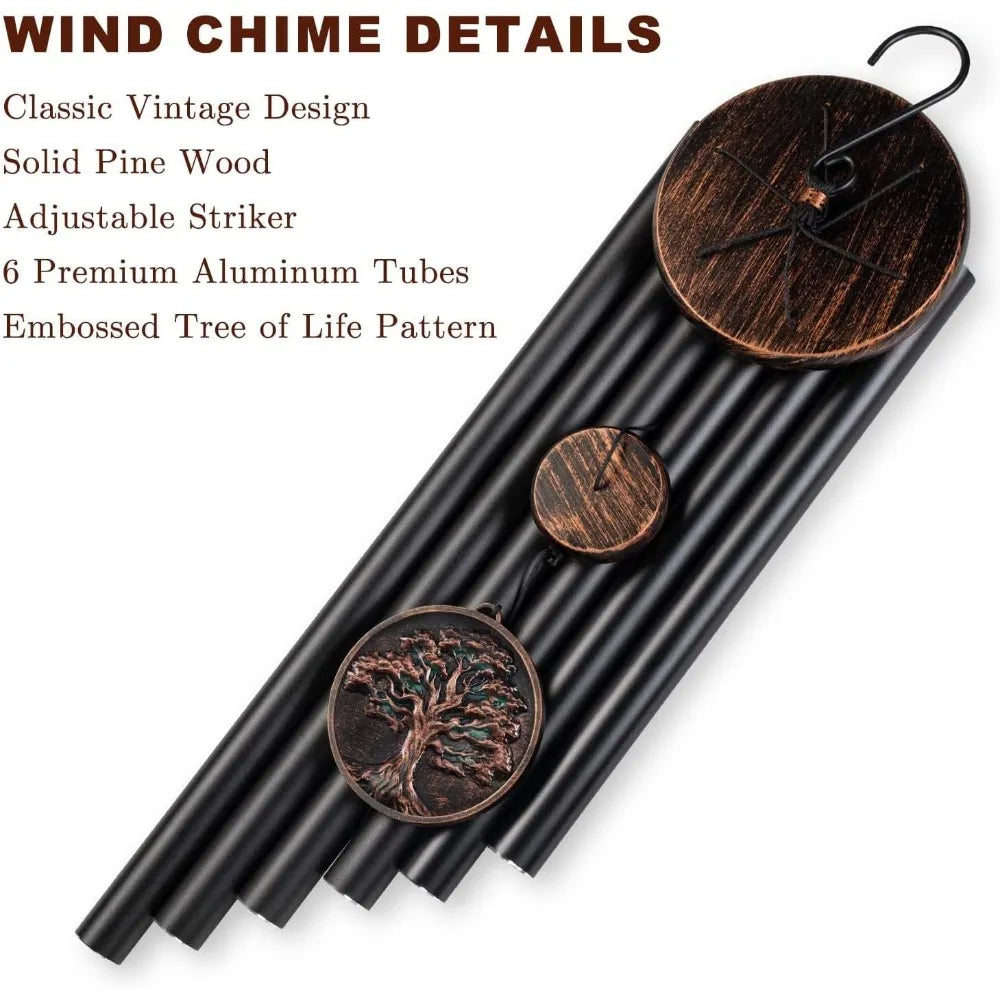 Deep Tone Wind Chimes With Tree Of Life Design Outdoor Decor Memorial Gift
