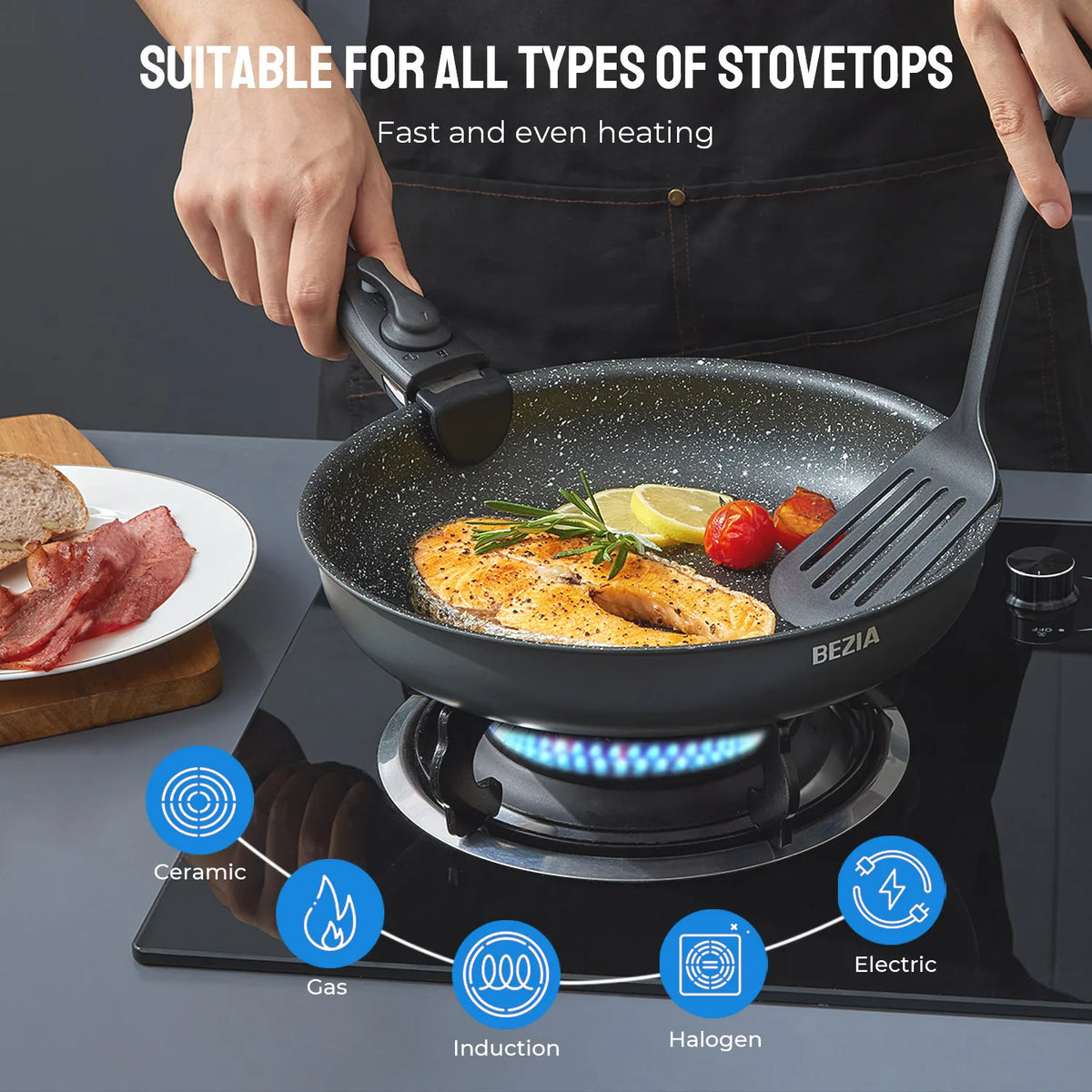 Professional Nonstick Induction Cookware Set With Removable Handles