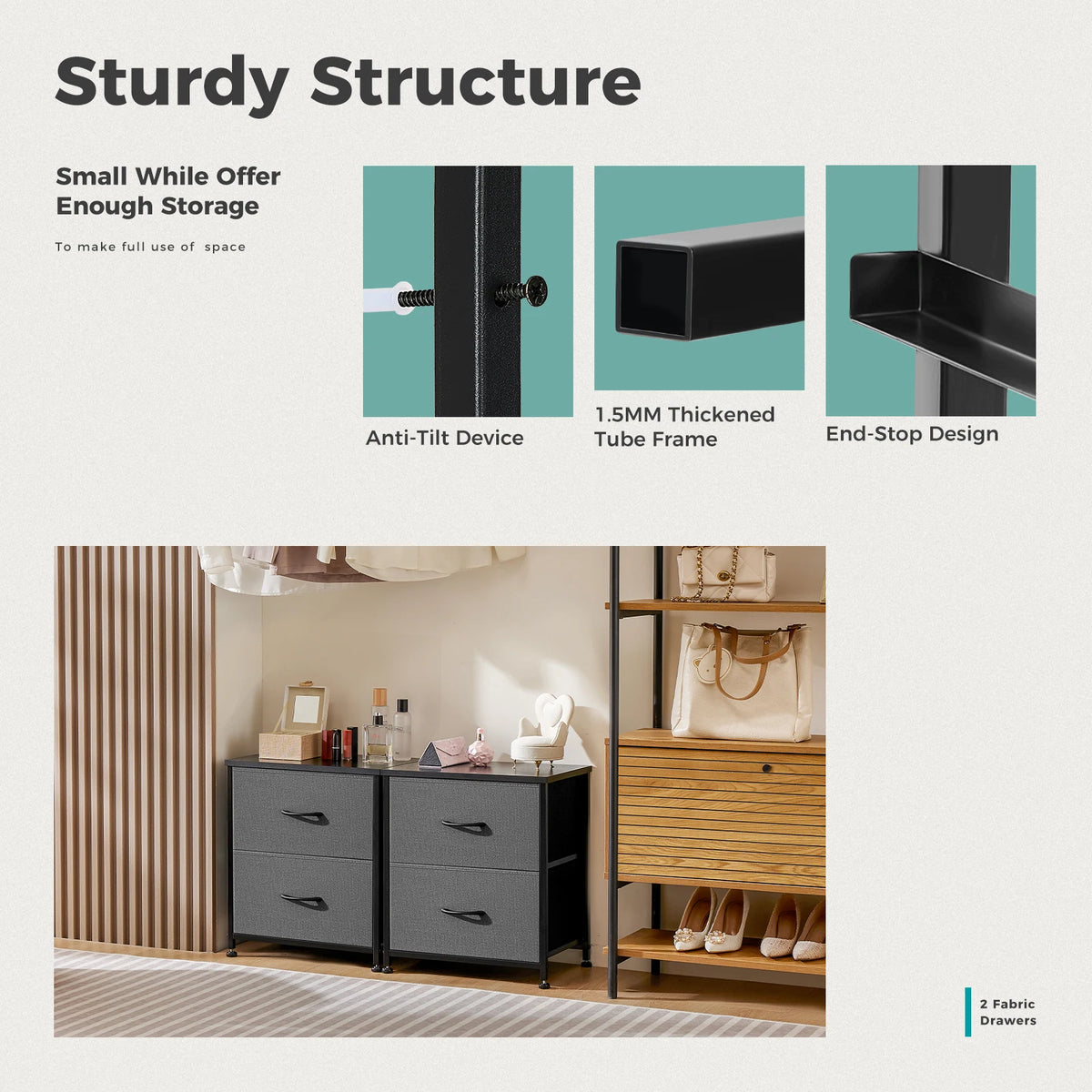 MCQ Modern Fabric Drawer Cabinet for Living Room Storage