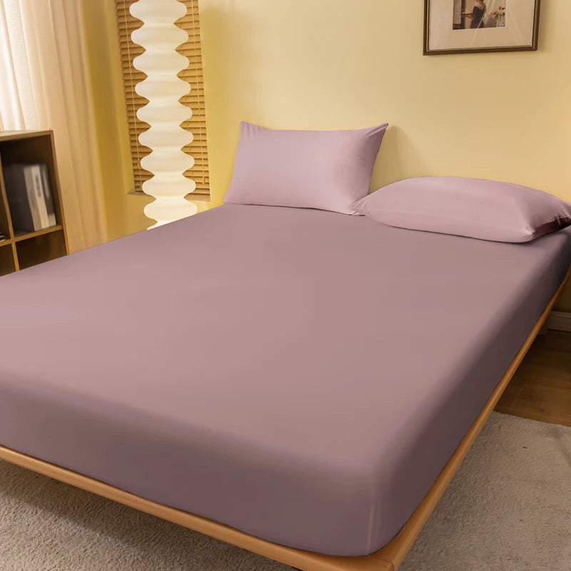 Matte Solid Polyester Fitted Sheet For Bedroom Decor
