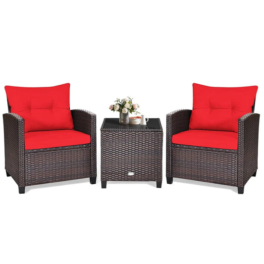 XIAOLANG Outdoor Patio Conversation Set With Washable Cushions Glass Tabletop
