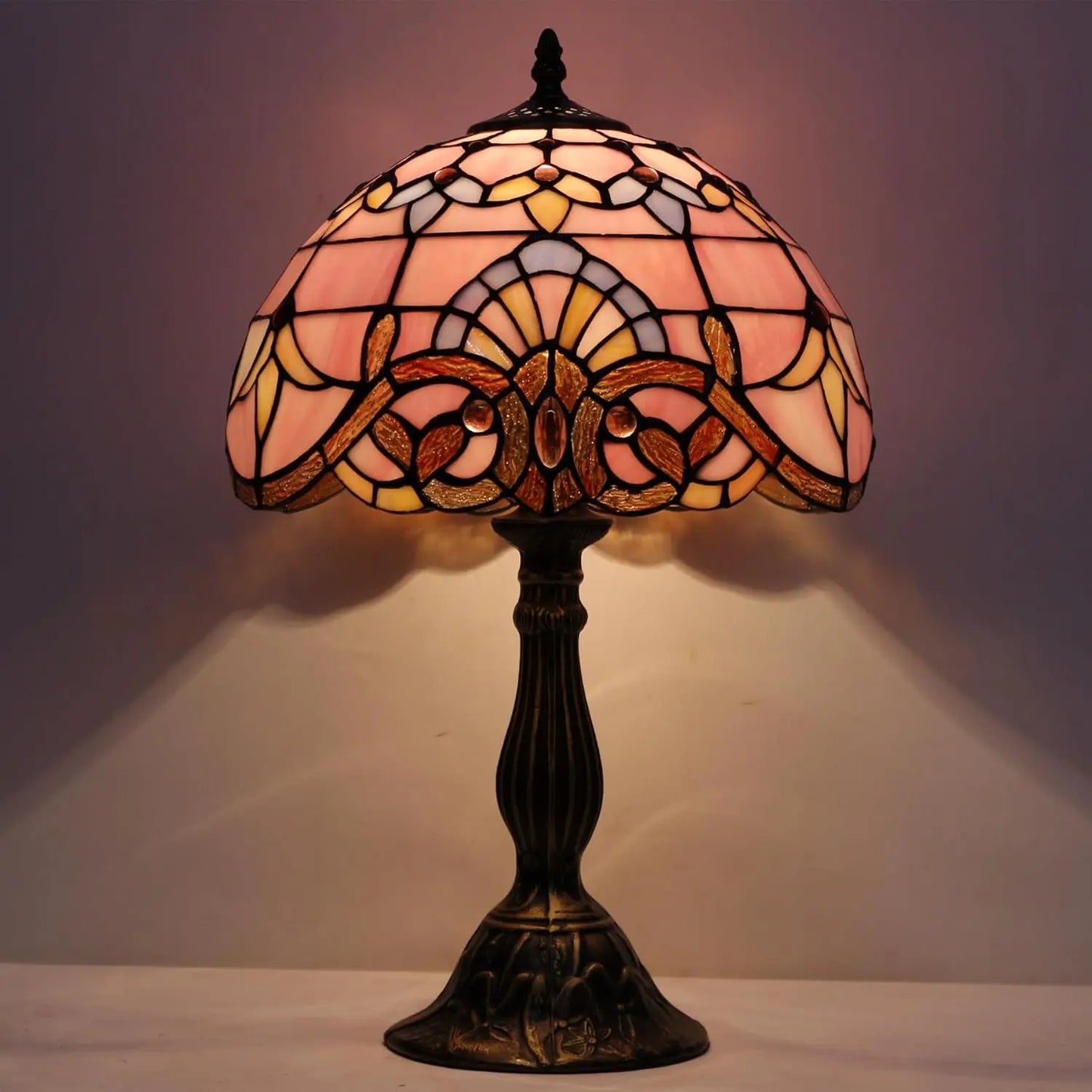 Tiffany Style Stained Glass Table Lamp Baroque Desk Light
