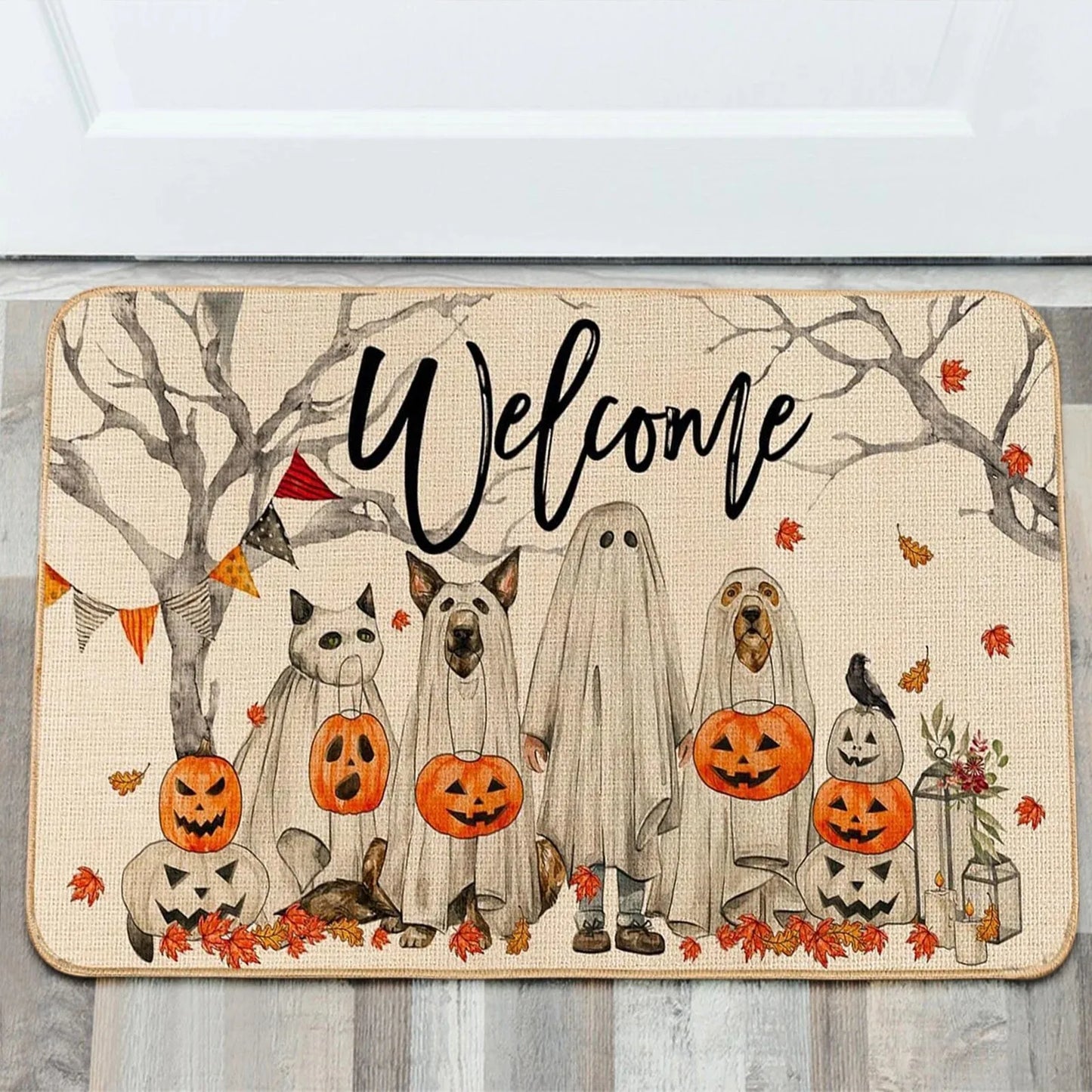 Halloween Pumpkin Doormat Cartoon Pattern Outdoor Entryway Mat
