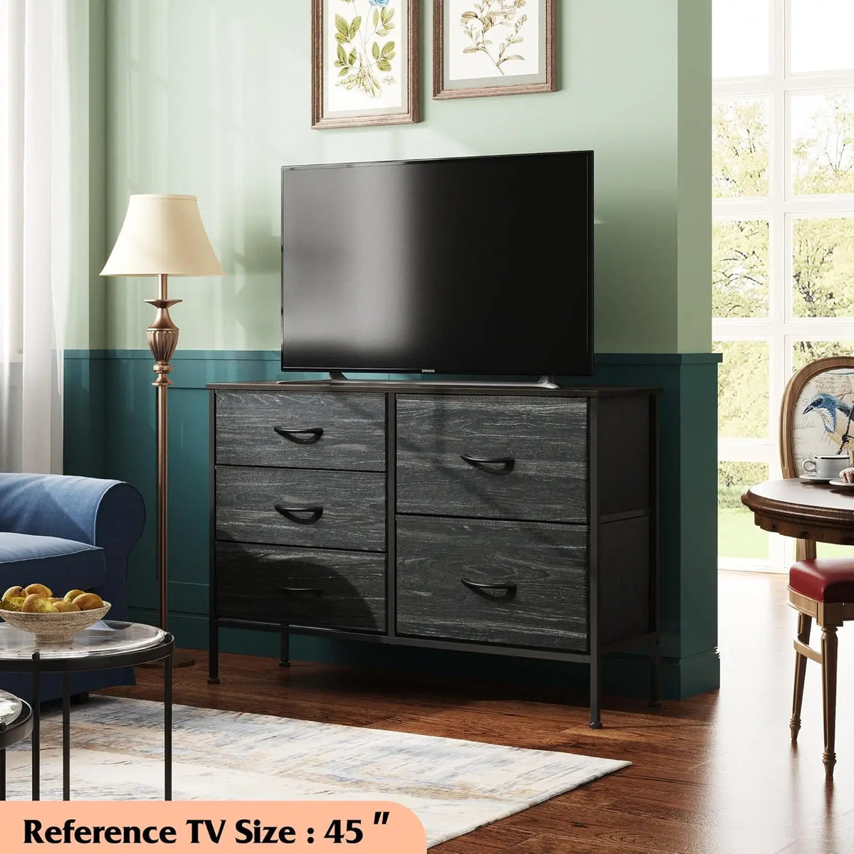 JHK Fabric Drawer Storage Chest With Metal Frame For Home