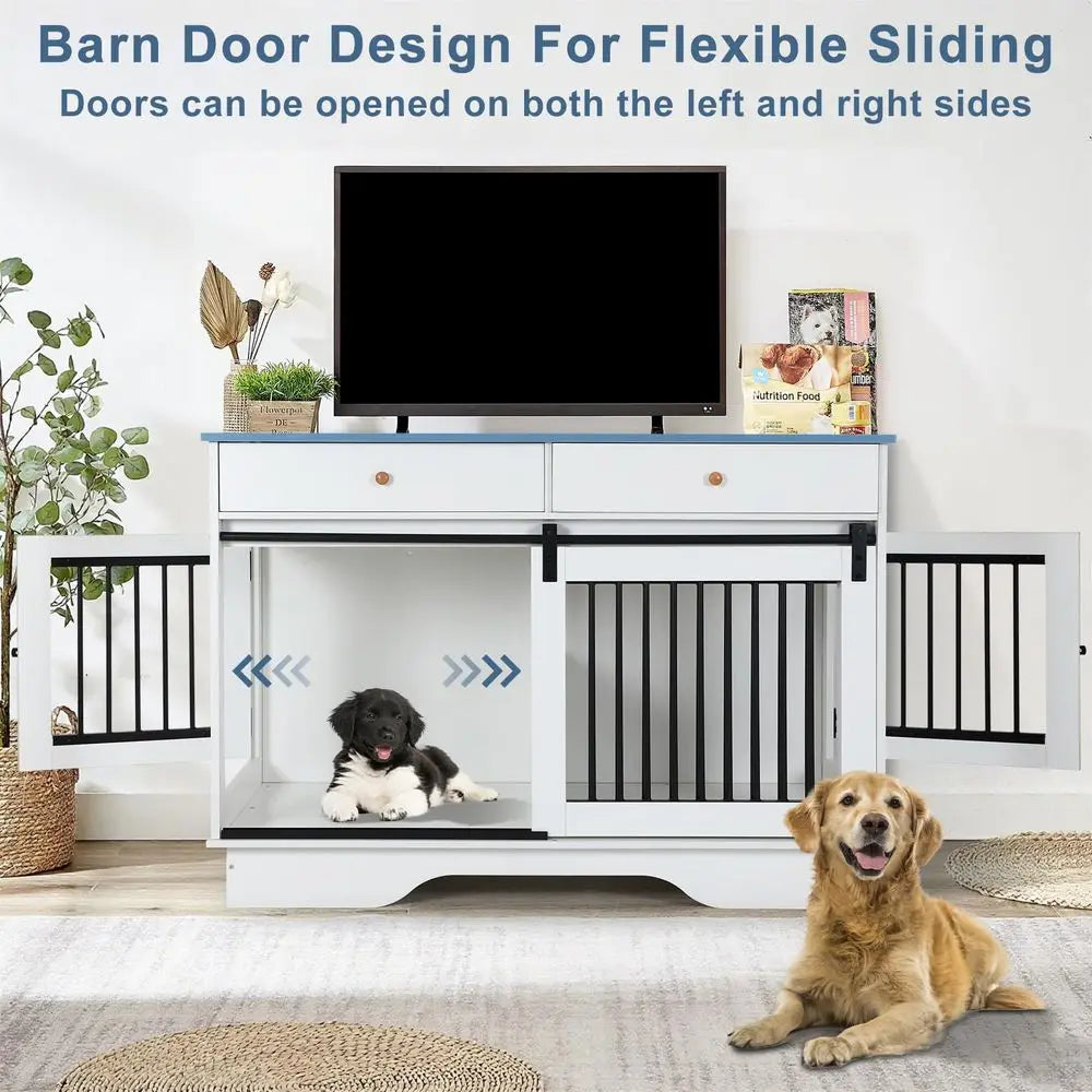 Dog Crate Furniture Farmhouse Style Kennel With Storage Drawers