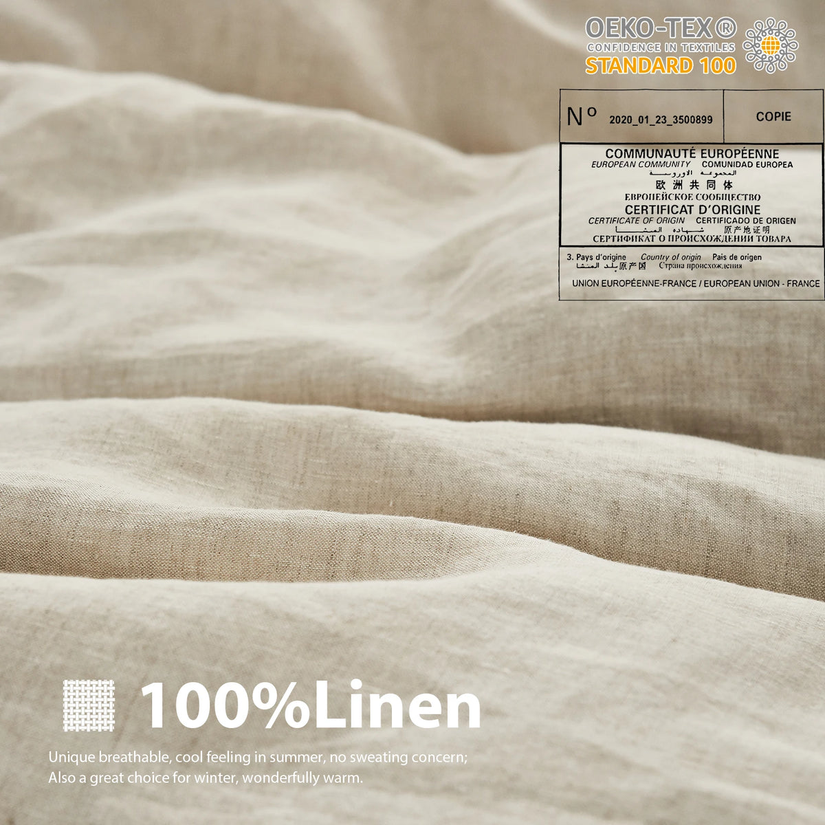 Simple&Opulence Linen Bedding Set With Embroidered Border And Duvet Cover