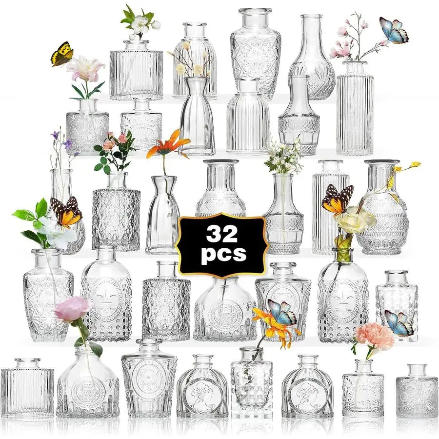 32 Piece Bud Vase Set Vintage Glass Vases For Wedding Centerpieces