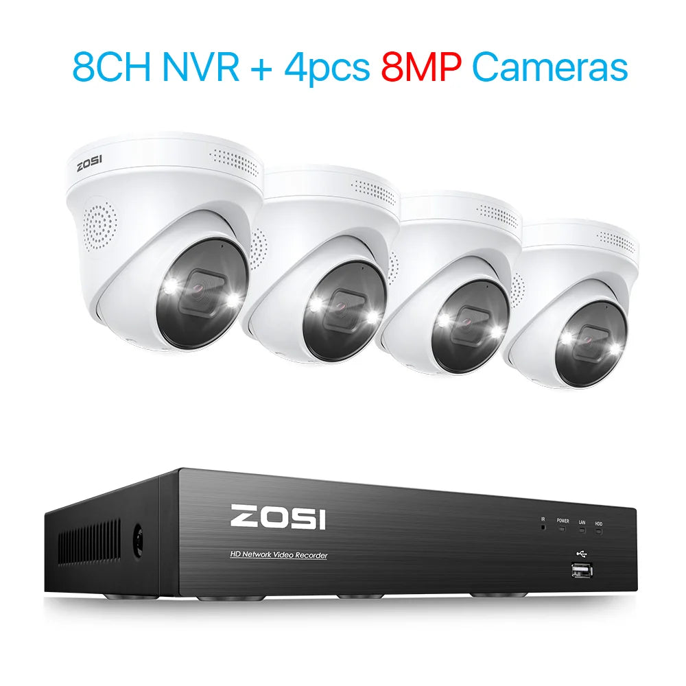 ZOSI 8 Channel 4K PoE Video Surveillance System With AI Face Detection