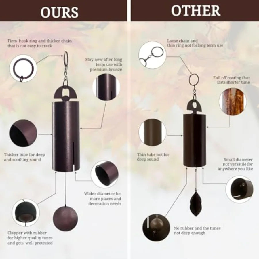 Outdoor Wind Chimes Deep Tone Windbell Patio Garden Serenity Bell