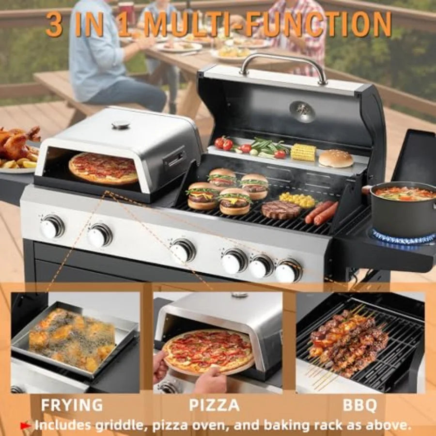3 In 1 Gas Grill Combo With Pizza Oven