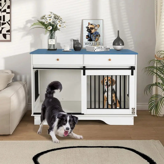 Dog Crate Furniture Farmhouse Style Kennel With Storage Drawers