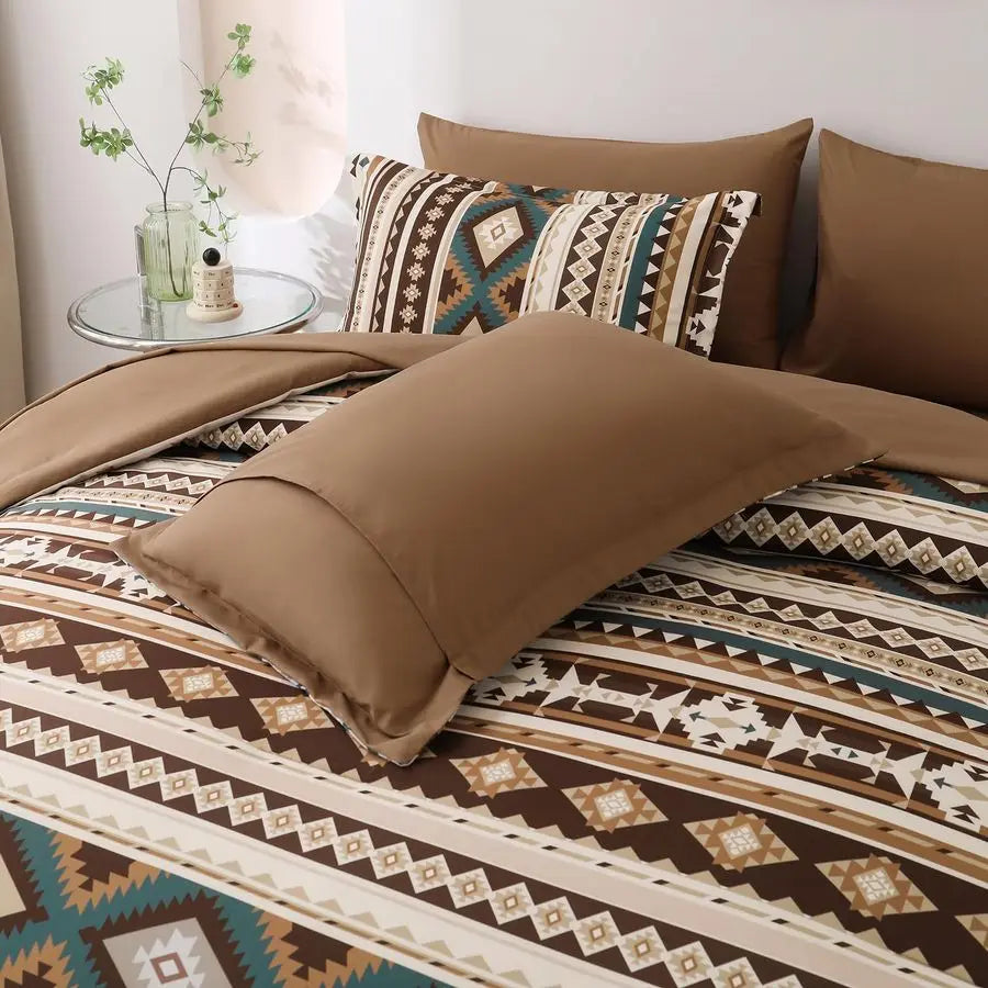 Boho Comforter Set Bed In A Bag 7 Piece Geometric Stripe Bedding