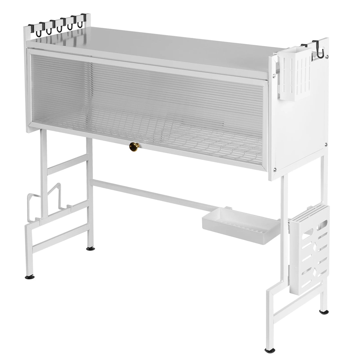 Steel Over The Sink Dish Rack With Cover Kitchen Organizer