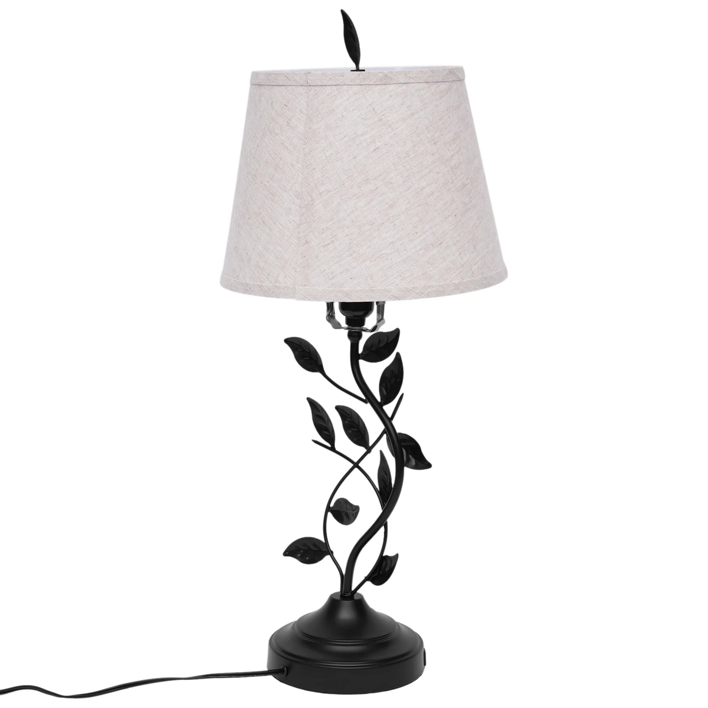 Table Lamp With USB Ports Iron And Linen Shade Living