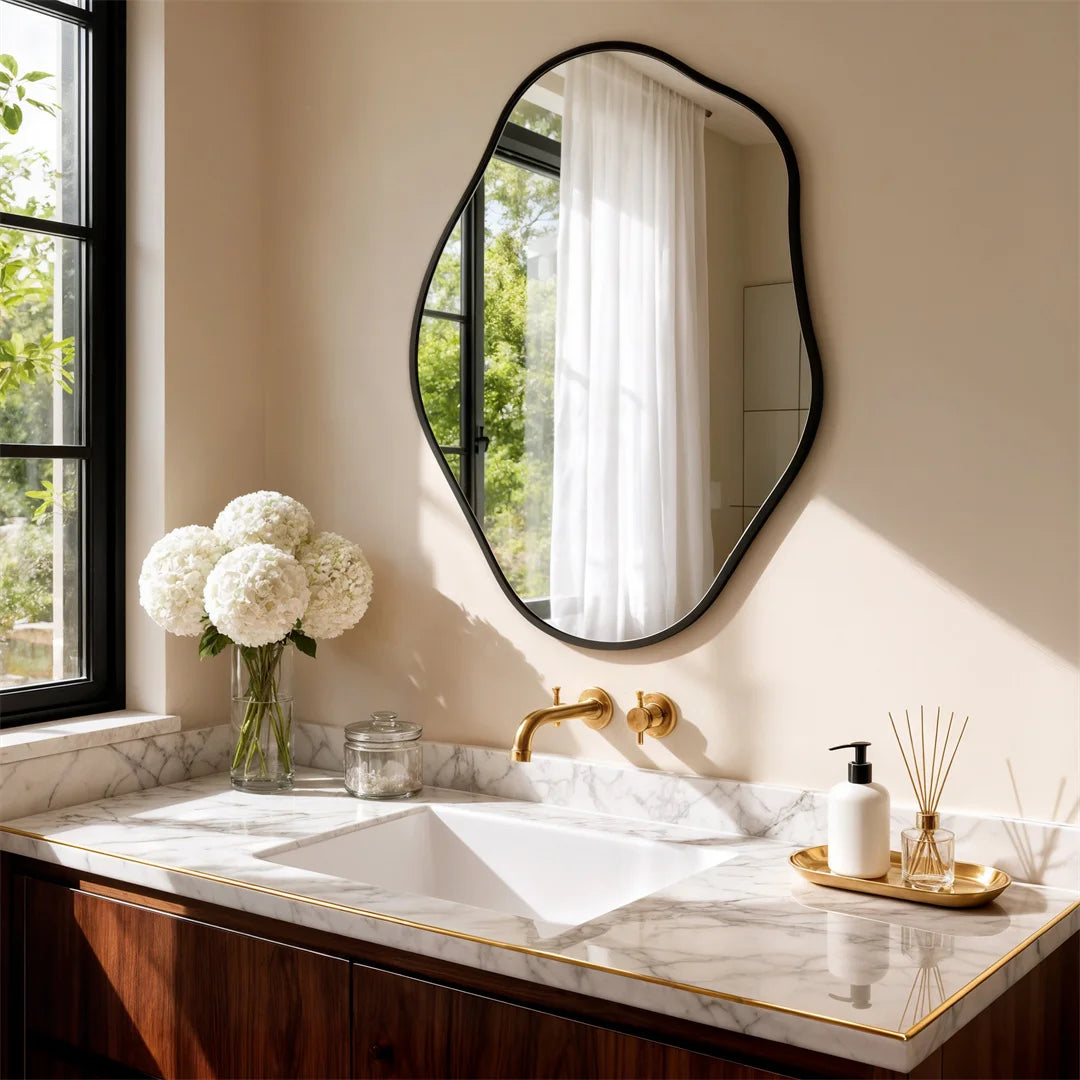 LUVODI Irregular Wall Mounted Vanity Mirror Aluminum Frame
