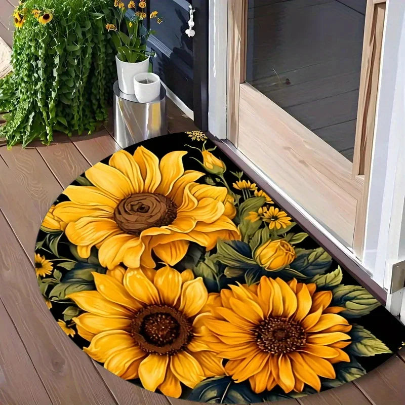 Sunflower Pattern Doormat For Indoor Entrances And Hallways