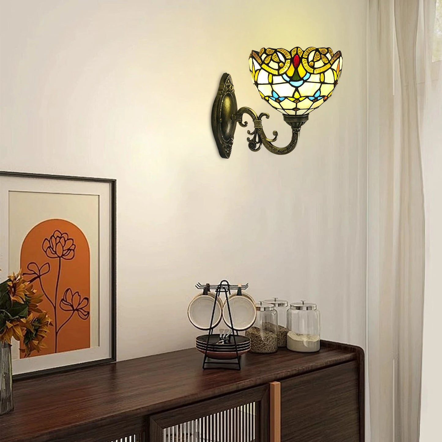 Tiffany Style Wall Lamp Vintage Dome Light For Living Room Staircase