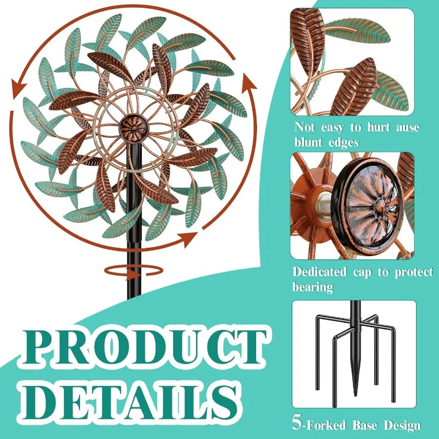 360° Wind Spinners Outdoor Wind Sculptures Windmill with Metal Stake Kinetic Large Metal Yard Art Decor Spinners Pinwheels for