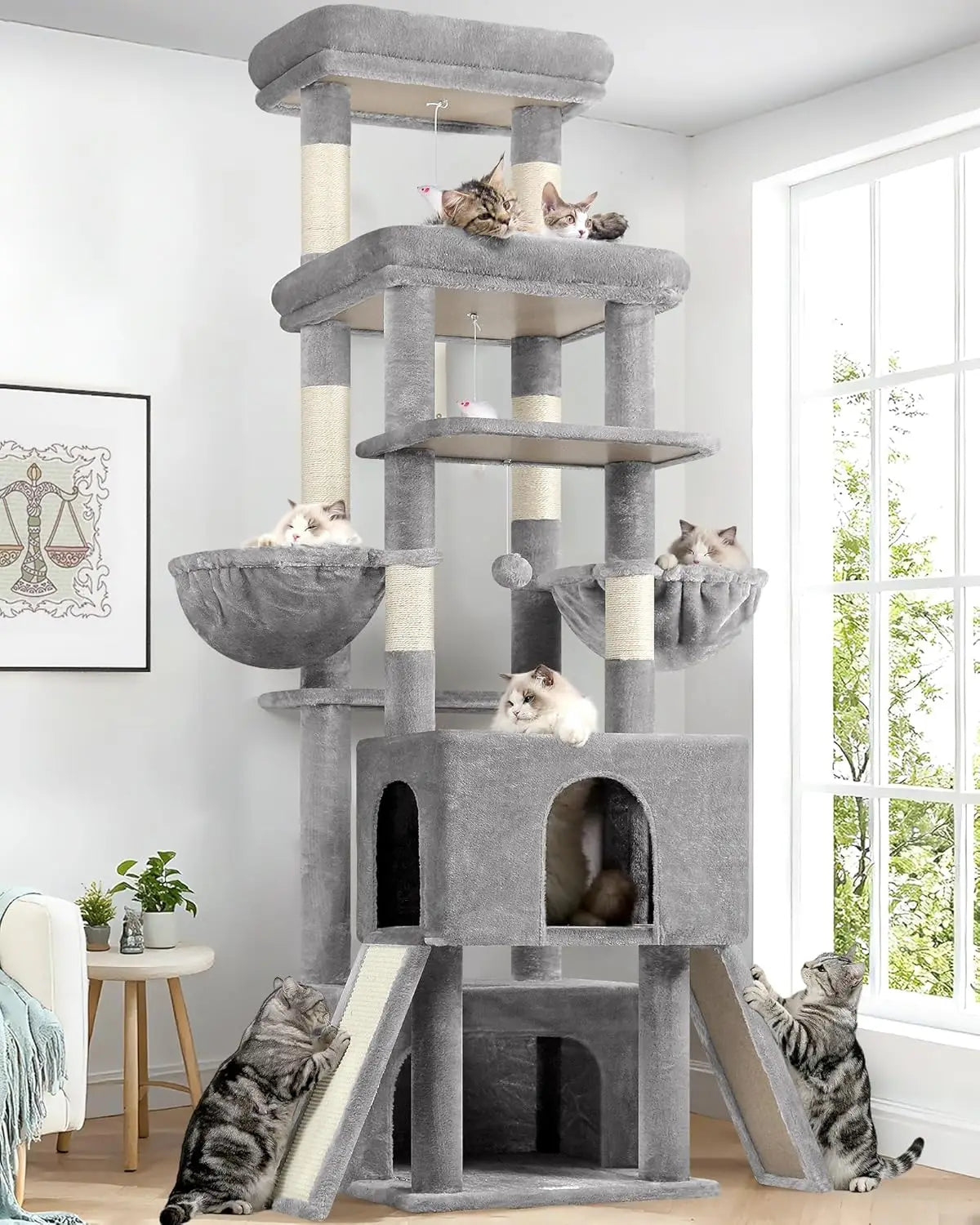 Heavy Duty Cat Tree For Large Cats With Double Tiers