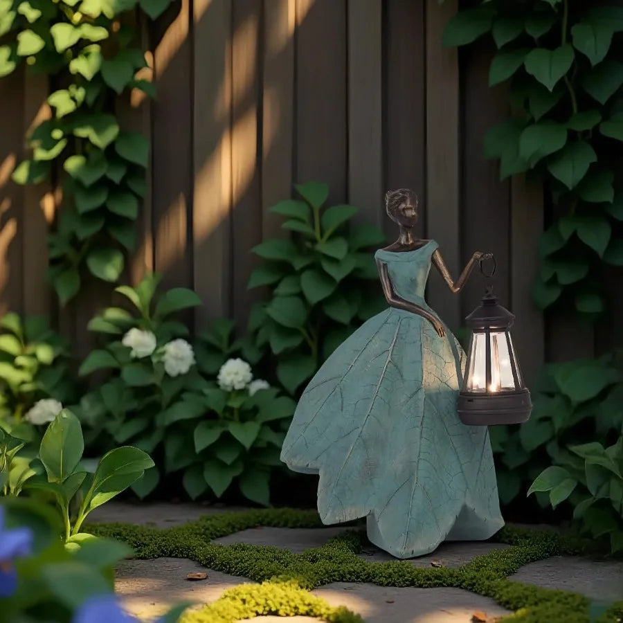 Fairy Solar Outdoor Lights Resin Garden Figurine For Patio Decor