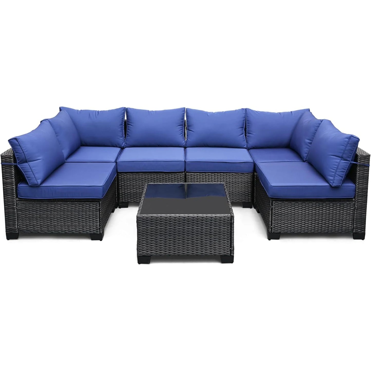 HobbyLane 7-Piece Modular Outdoor Furniture Set PE Rattan