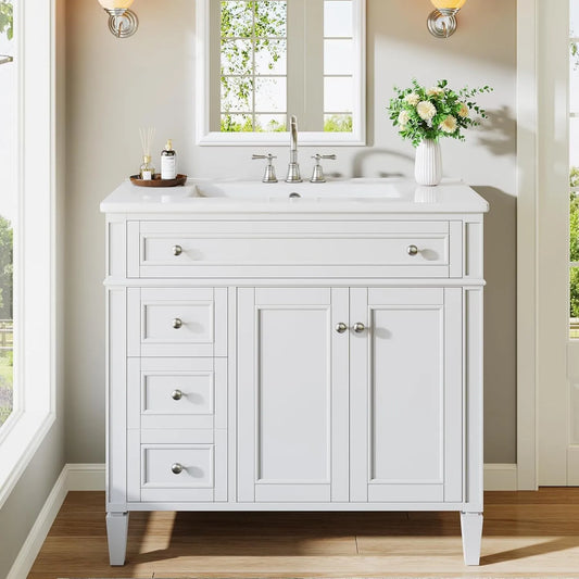 Bathroom Vanity With Sink Cabinet 4 Drawers And 2 Doors