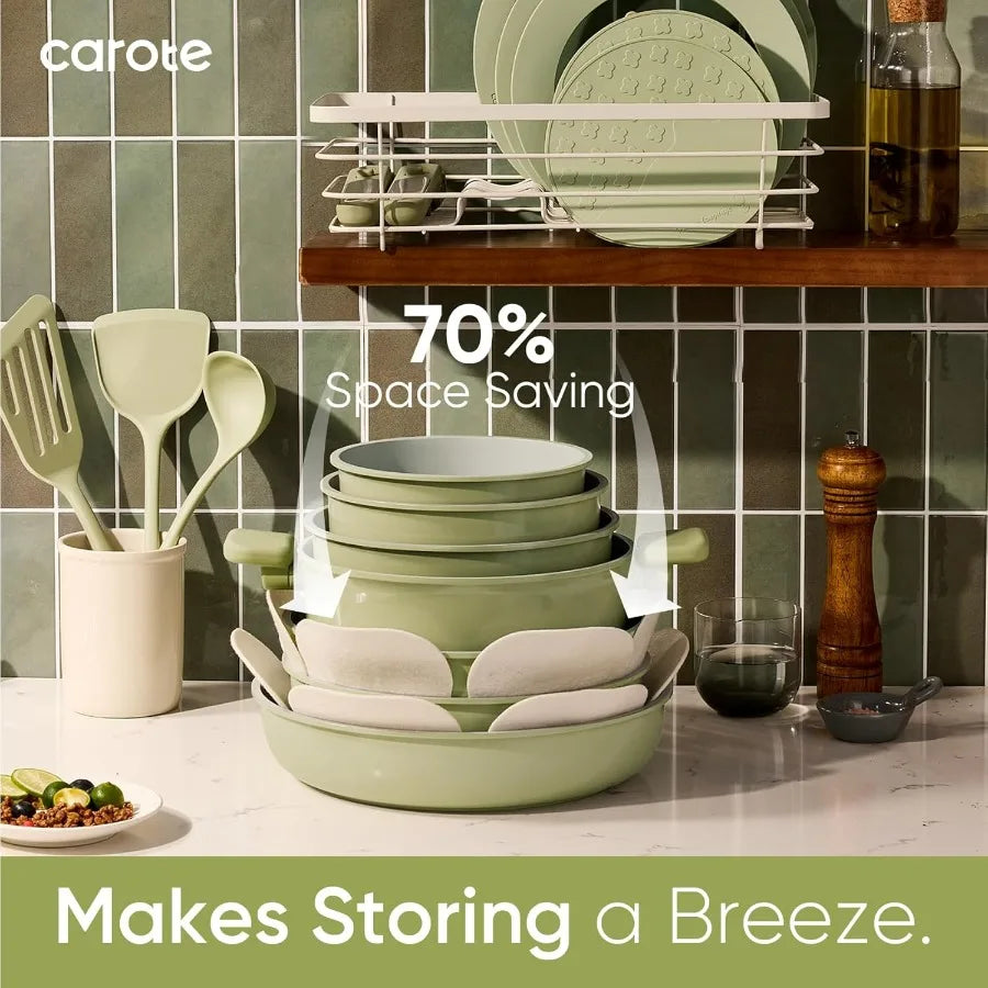 Ceramic Cookware Set 27pcs Nonstick Pots And Pans
