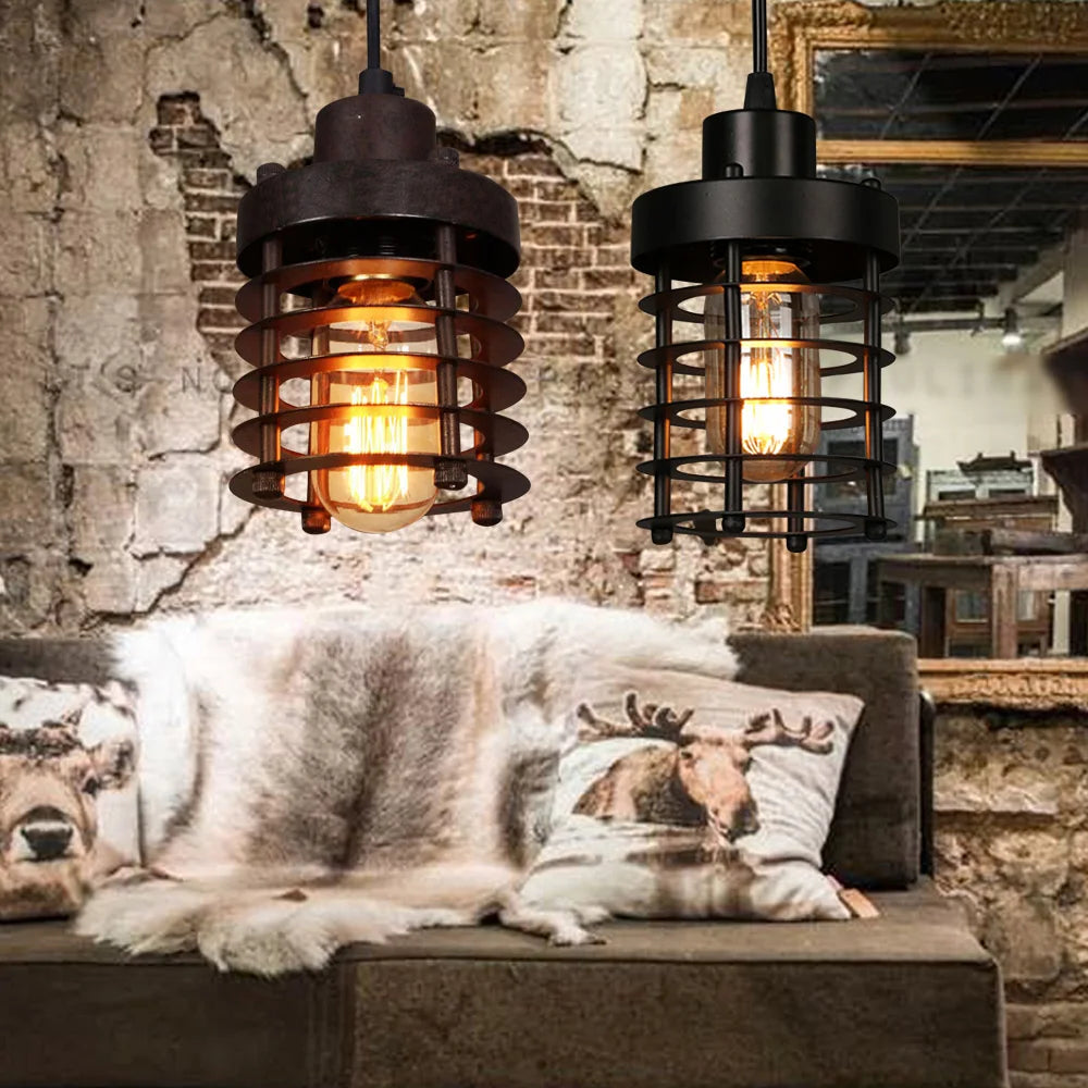 Rustic Industrial Iron Cage Pendant Light Ceiling Lamp