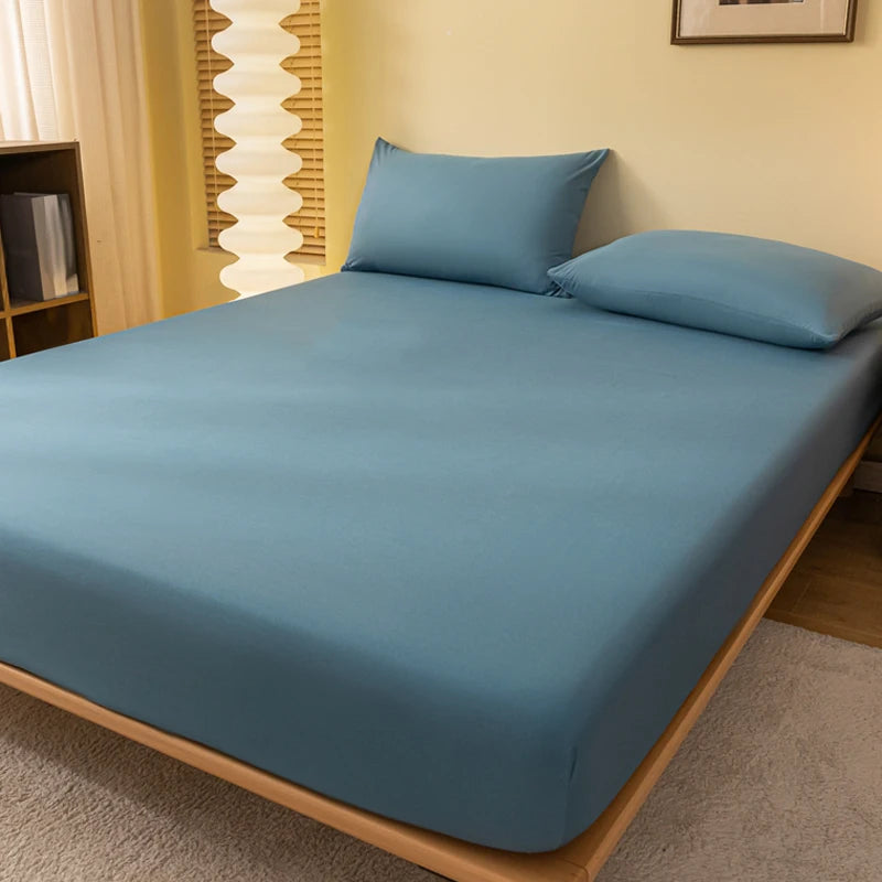 Matte Solid Polyester Fitted Sheet For Bedroom Decor