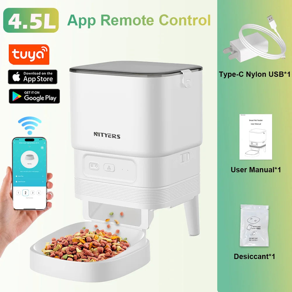 Nityers Automatic Pet Feeder With Stainless Steel Bowl And Voice Recorder