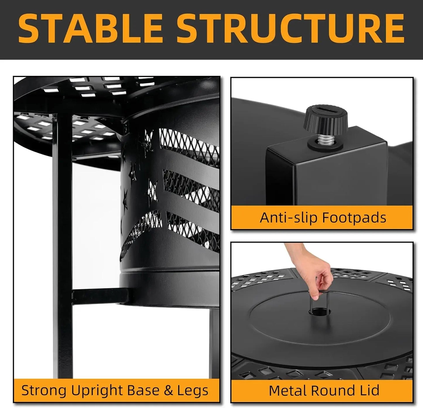 Outdoor Fire Pit With Grills Heavy Duty Metal Construction