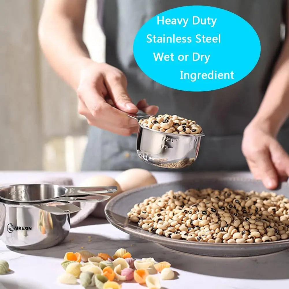 Nesting Stainless Steel Measuring Cups And Spoons Set Plastic Cups