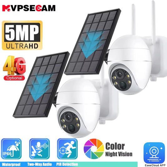 MvpSecam 4G Solar Outdoor PTZ CCTV Camera With 5MP