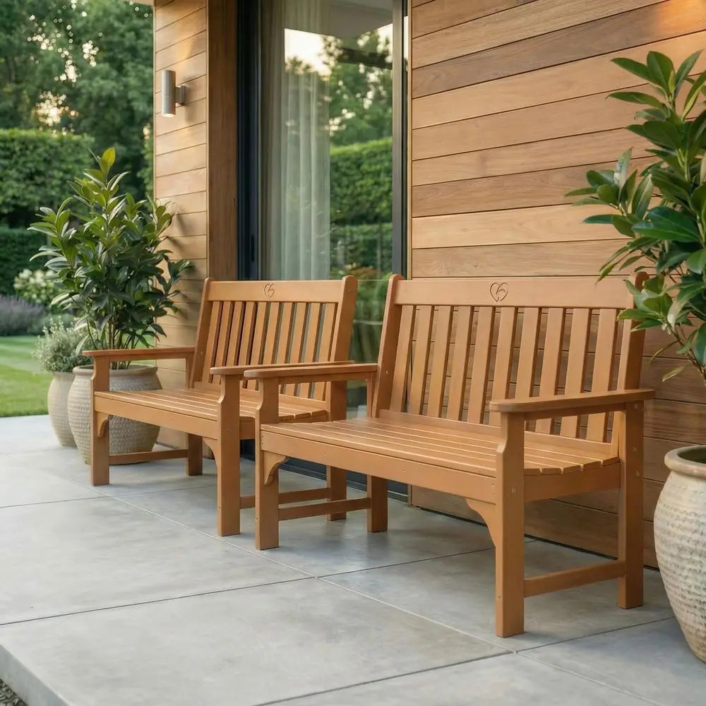 Adirondack Folding Bench All Weather HDPE Two Person Outdoor Seating