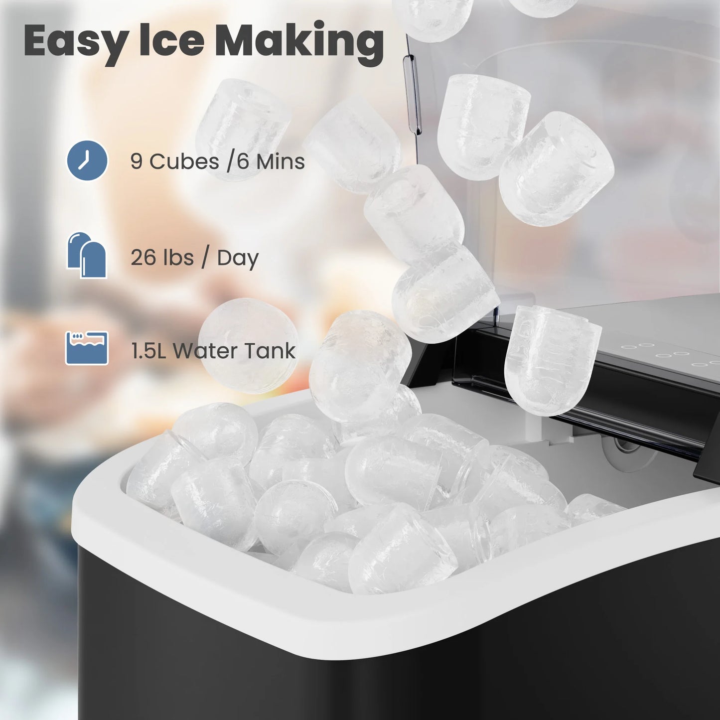 Portable Countertop Ice Maker With Handle For Home And Camping