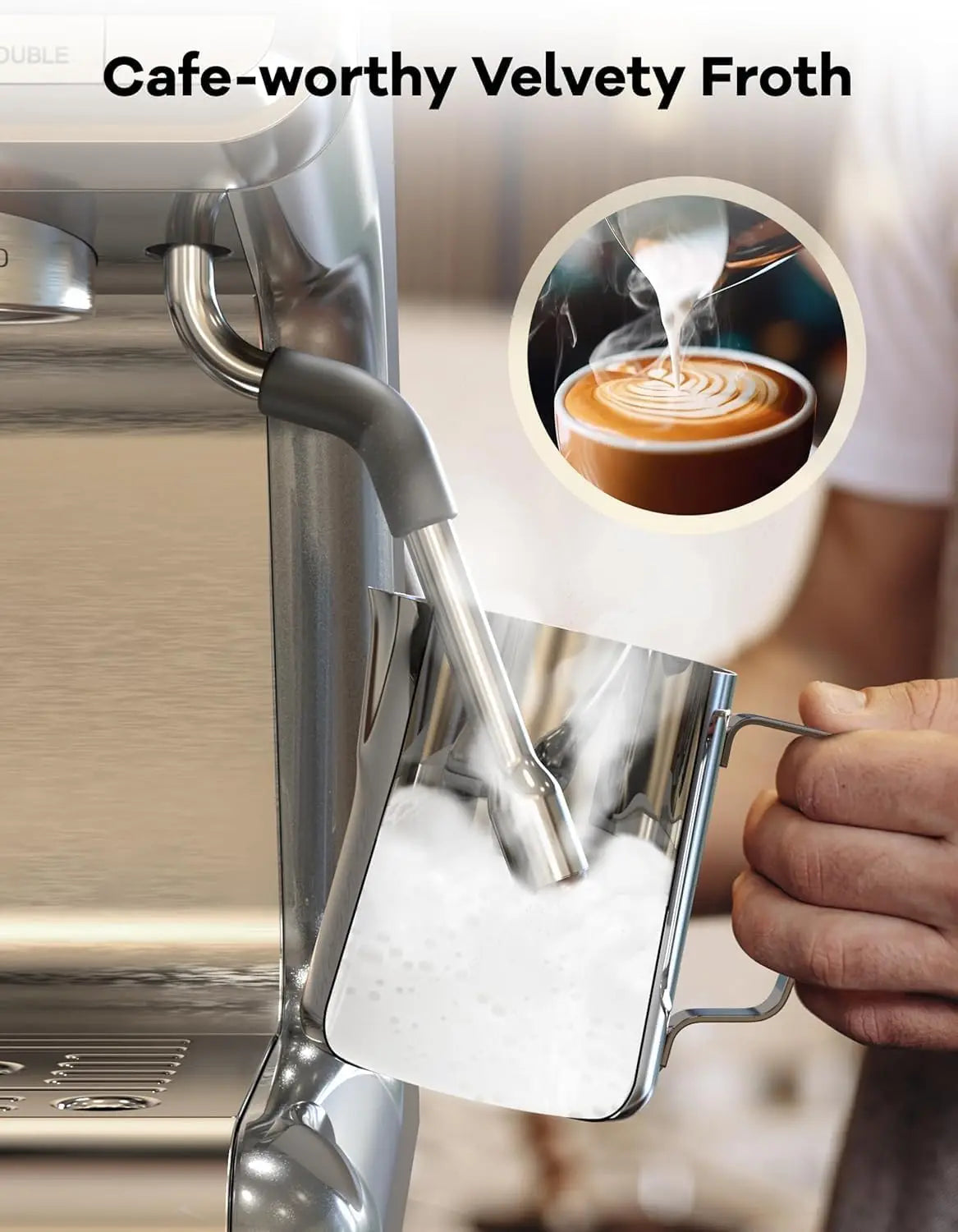Acekool Espresso Machine With Grinder And 1450W 20 Bar Pump