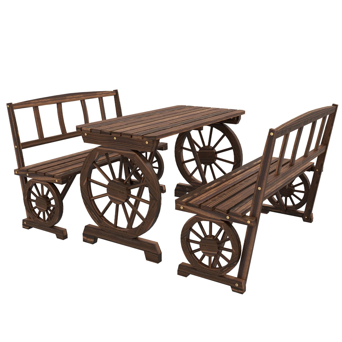 Outsunny Patio Dining Set For Four With Carriage Wheels