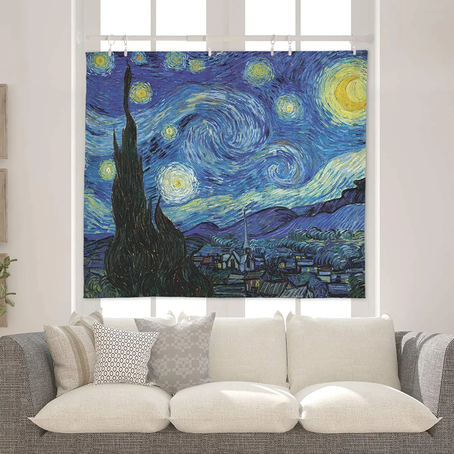 Starry Night UV Reactive Wall Tapestry Polyester Fabric Poster