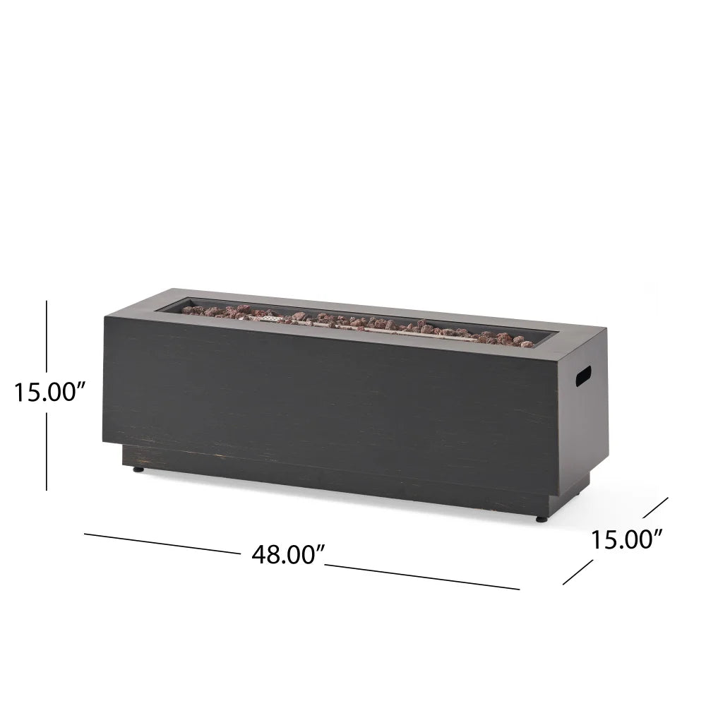 Outdoor Fire Pit 50,000 BTU Rectangular Propane Iron