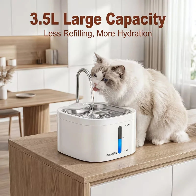 Automatic Stainless Steel Pet Water Fountain With Quiet Water Pump