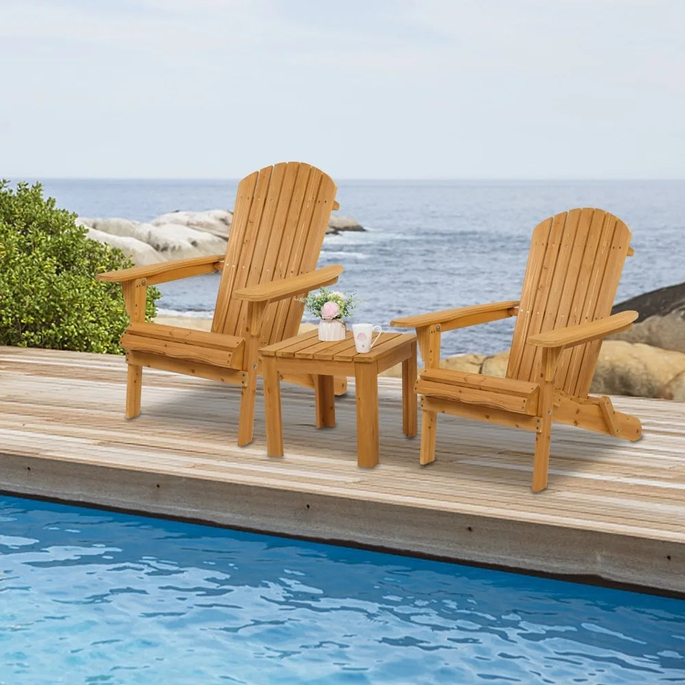 Wooden Reclining Adirondack Chairs Outdoor Patio Furniture Two Pack