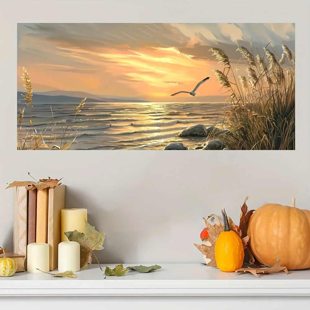 Sunset Beach Art Seascape Canvas Print For Home Decor