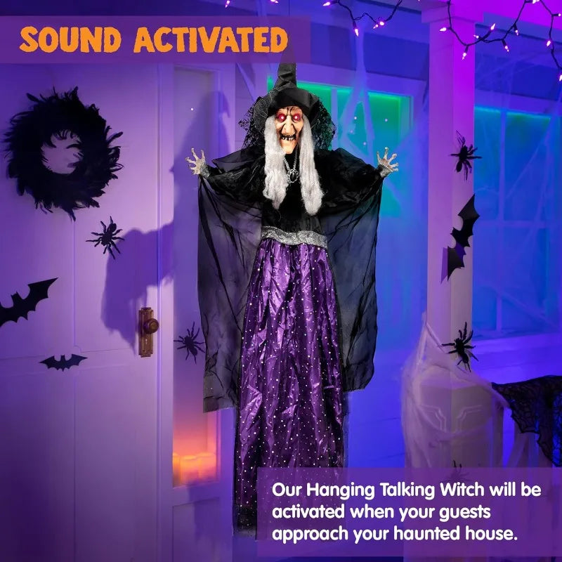 Animated Witch Halloween Outdoor Decoration With Sound Activated Talking