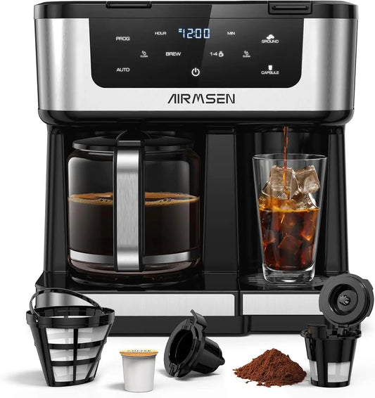 Programmable Dual Coffee Maker With Single Serve K Cup 1000W